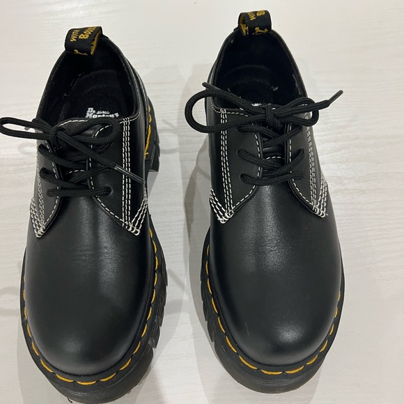 Dr. Martens Audrick White Stitch Leather Platform Shoes - Picture 6 of 7